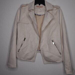Philosophy Republic Clothing Faux Suede Moto Jacket – Cream, Size S (fits XS-S)